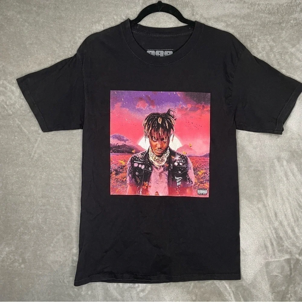Juice Wrld 999 Memorial Black Graphic T-Shirt Short Sleeve Size Medium Concert